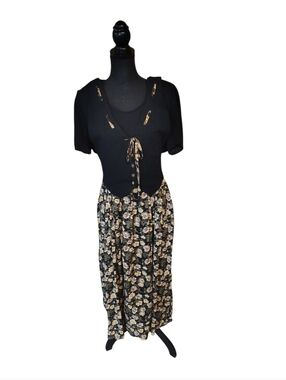 vtg 90s rayon floral cottagecore whimsygoth flowy dress